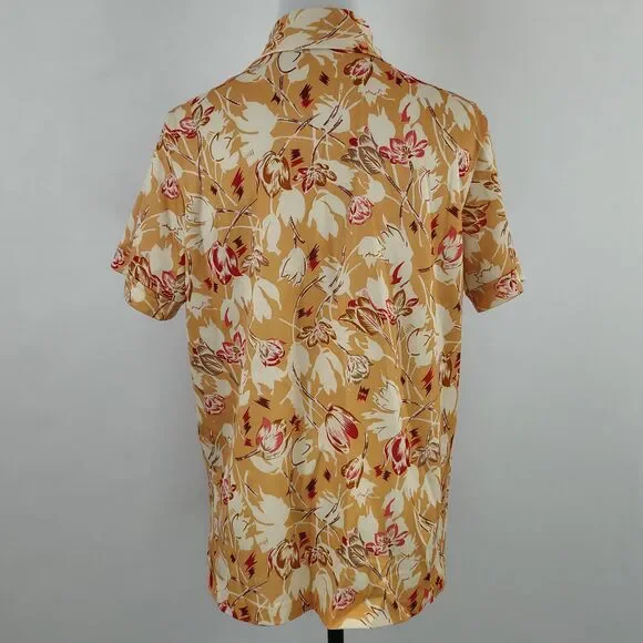 Vintage 70s No Brand Tag Yellow Floral Top Funky Groovy - Picture 7 of 9